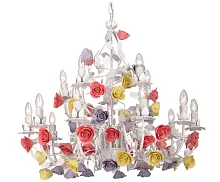 Люстра подвесная Fiori di rose 185.10.5 Lucia Tucci без плафона на 15 ламп, основание белое разноцветное в стиле прованс флористика Люстра подвесная Fiori di rose 185.10.5 Lucia Tucci без плафона на 15 ламп, основание белое разноцветное в стиле прованс флористика